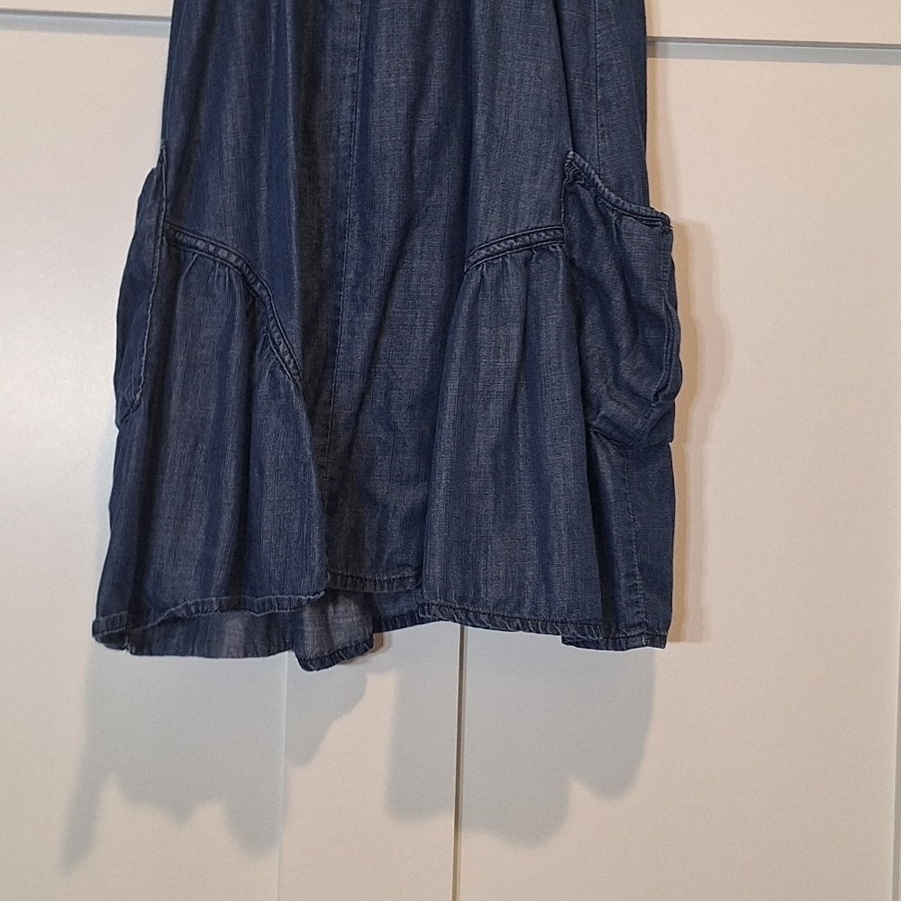 INC International Concepts Soft Chambray Denim Mini Dress Smocked Waist Size 4 - Picture 15 of 16